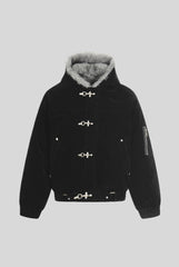 Fur Trim Suede Toggle Hooded Coat