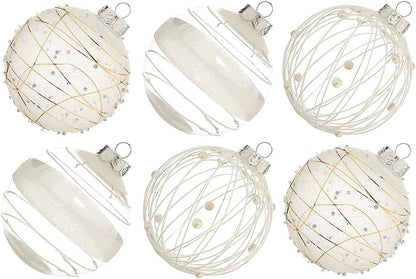 Large Shatterproof Clear Glitter Plastic Christmas Ball Ornaments - Flaxen