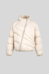 Asymmetric Quilted Hooded Puffer Jacket
