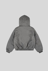 Fur Lined Cross Patch Hooded Coat