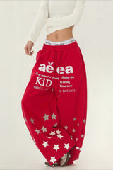 Star Typography Balloon Leg Sweatpants
