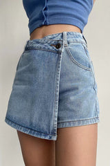 High Waist A Line Denim Skort