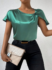 LEASA - FASHION FORWARD SHOULDER ACCENT BLOUSE