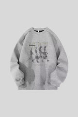 Washed Figure Graphic Oversized Crew Neck Sweatshirt