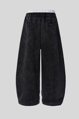 Washed Double Waist Baggy Sweatpants