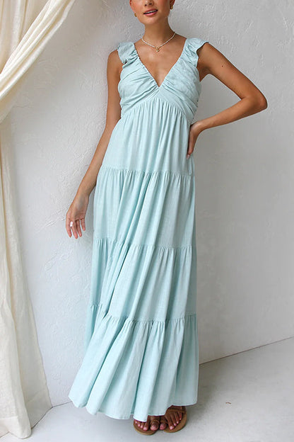 V-Neck Ruffle Maxi Dress