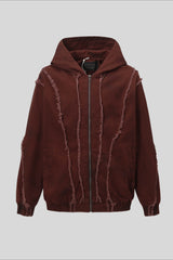 Washed Raw Seam Zip Up Jacket