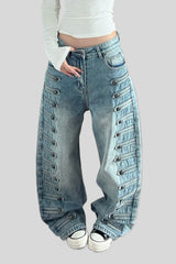 Napoleon Button Wide Leg Jeans