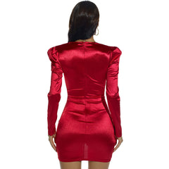Lola Long Sleeve Charming Deep V Mini Dress