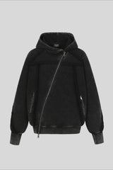 Deconstructed Seam Zip Pocket Pullover Hoodie