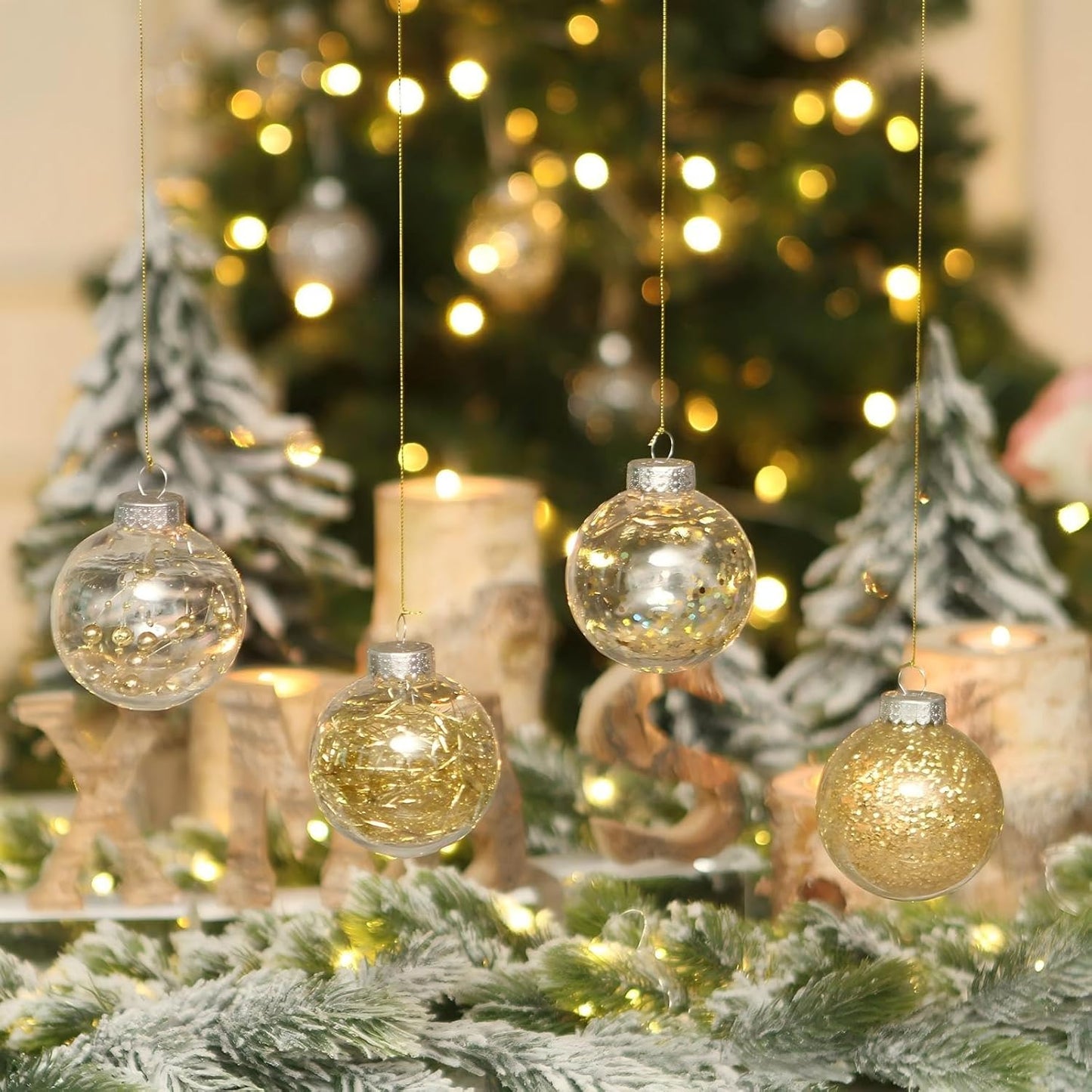 24 Shatterproof Clear Plastic Christmas Ball Ornaments