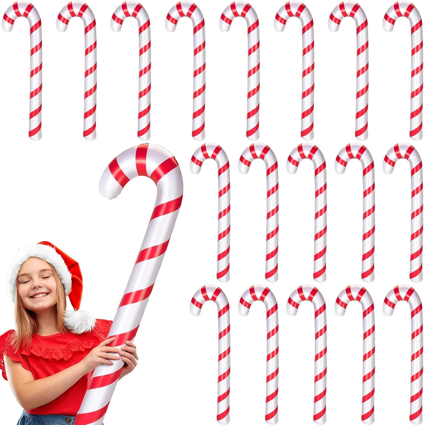 20 Pcs Jumbo Inflatable Candy Canes - Outdoor Christmas Yard Decor - 35 Inches