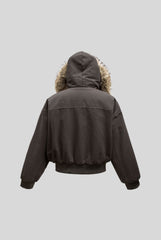 Metal Toggle Washed Hooded Puffer Coat