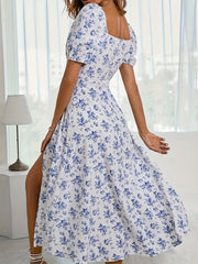 Arce- Elegant Floral Puff Sleeve Dress