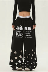 Star Typography Balloon Leg Sweatpants