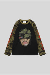 Camo Sleeve Character Graphic Raglan Tee