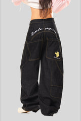 High Rise Barrel Leg Pocket Jeans