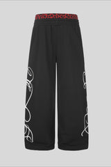 Leopard Waist Script Wide Leg Sweatpants