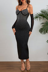 Cami Rhinestone Sleeve Bodycon Party Dress