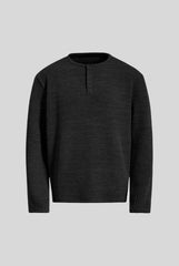 Waffle Knit Relaxed Long Sleeve Henley Tee