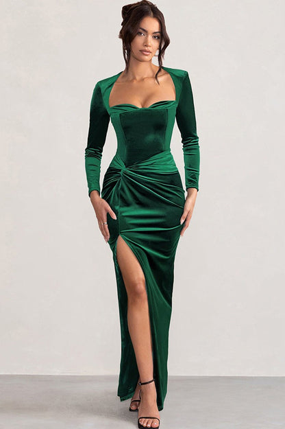 Velvet Square Neck Party Dress