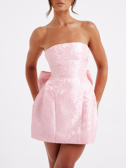 Amelia-Jacquard Knot Short Dress