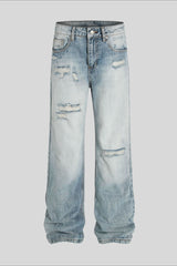 Distressed Ripped Micro Flare Jeans
