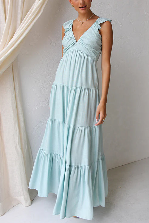 V-Neck Ruffle Maxi Dress