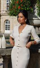 Knitted V-Neck Midi Dress