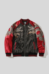 Phoenix Embroidered Satin Bomber Jacket