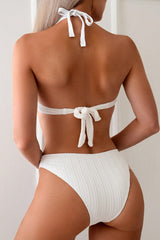 Gathered Halter Neck Bikini Two Piece Swim Set