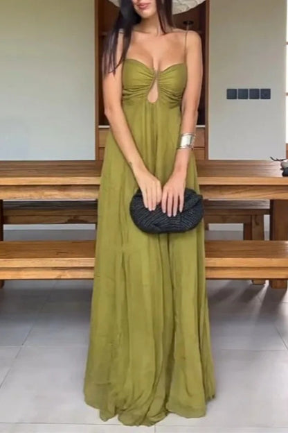 Hollow Out Spaghetti Maxi Dress
