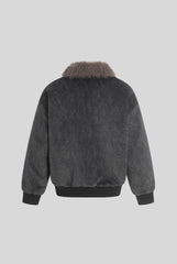 Fur Collar Metal Toggle Washed Coat