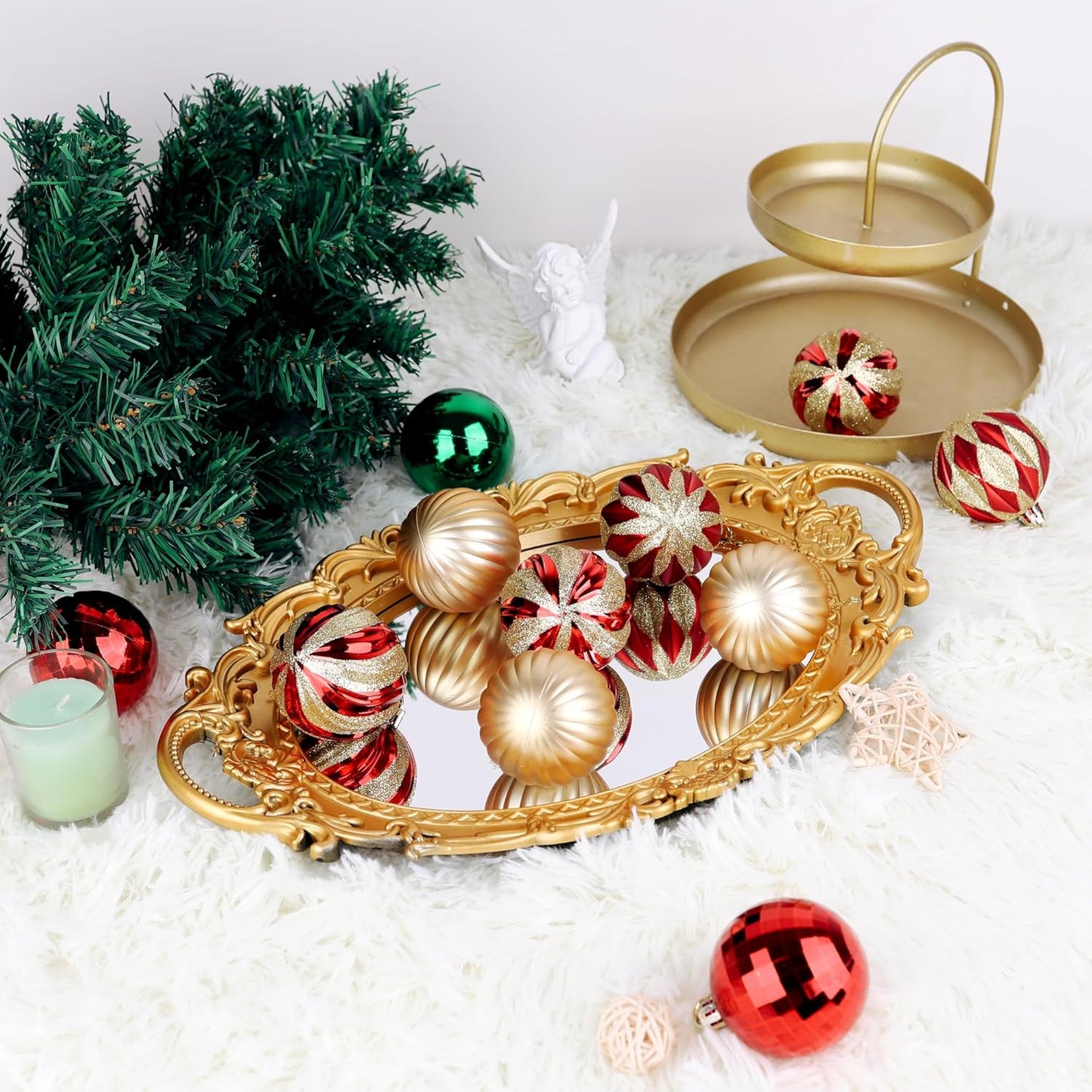 Christmas Ball Ornaments - 36 PCS - Shatterproof - Red, Green, Gold - Holiday Wedding Party Decoration