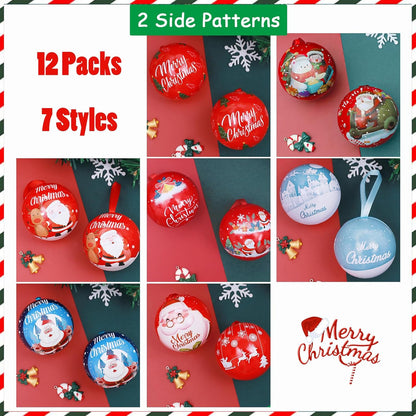 Christmas Candy Ball Box Hanging Decorations - 12 Pack