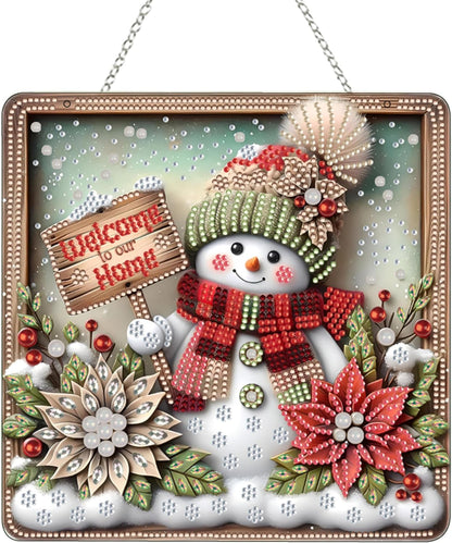 Special Shaped Rhinestone Diamond Art Hanging Kit - DIY Acrylic Painting Window Pendants Home Garden Wall Hanging Ornament - Father Christmas-1