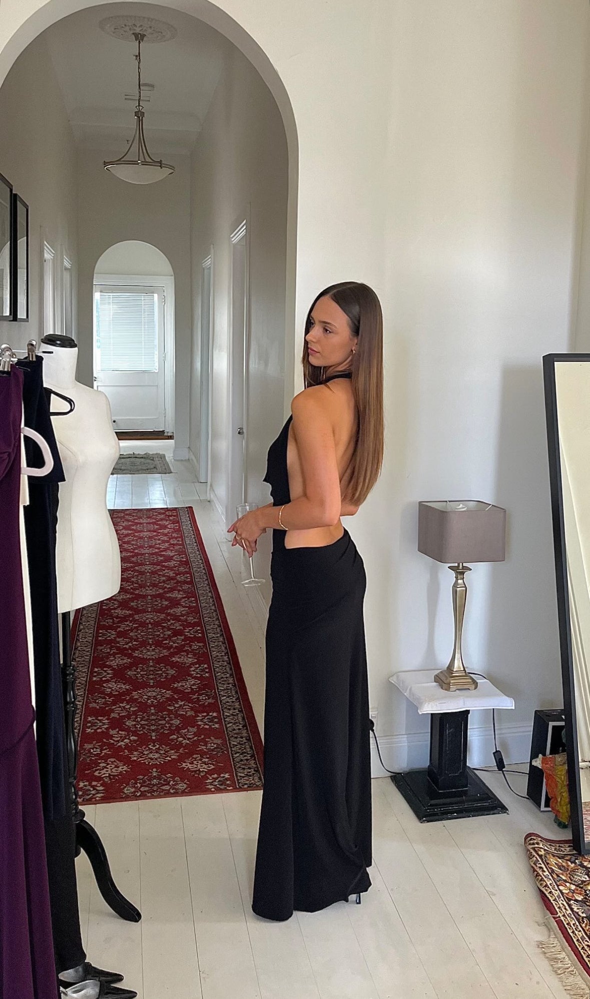 Sexy V Neck Backless Hooded Fitted Maxi Dress