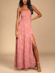 Evening Gown Strapless Slim Graceful Fit Slit Maxi Dress