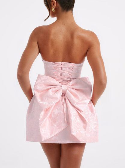 Amelia-Jacquard Knot Short Dress