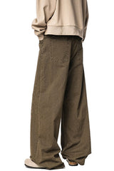 Button Trim Wide Leg Cargo Pants