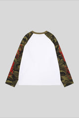 Camo Sleeve Embroidered Raglan Long Sleeve Tee