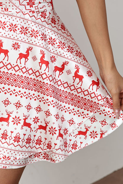 Sexy Christmas Print Tie-Waist Backless Mini Dress