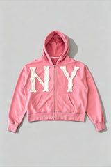 NY Applique Boxy Full Zip Hoodie