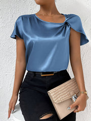 LEASA - FASHION FORWARD SHOULDER ACCENT BLOUSE