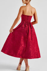 Jacquard Lace-Up Back Party Dress