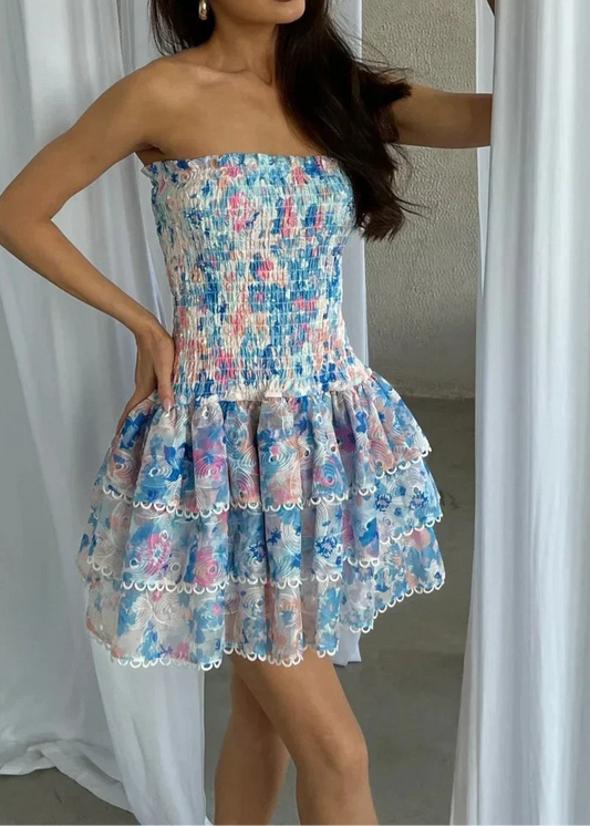 Strapless Floral Dress