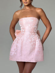 Amelia-Jacquard Knot Short Dress