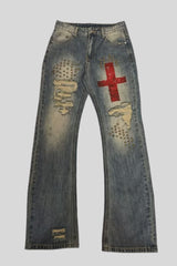 Studded Ripped Micro Flared Jeans