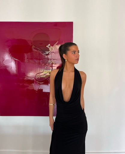 Sexy V Neck Backless Hooded Fitted Maxi Dress