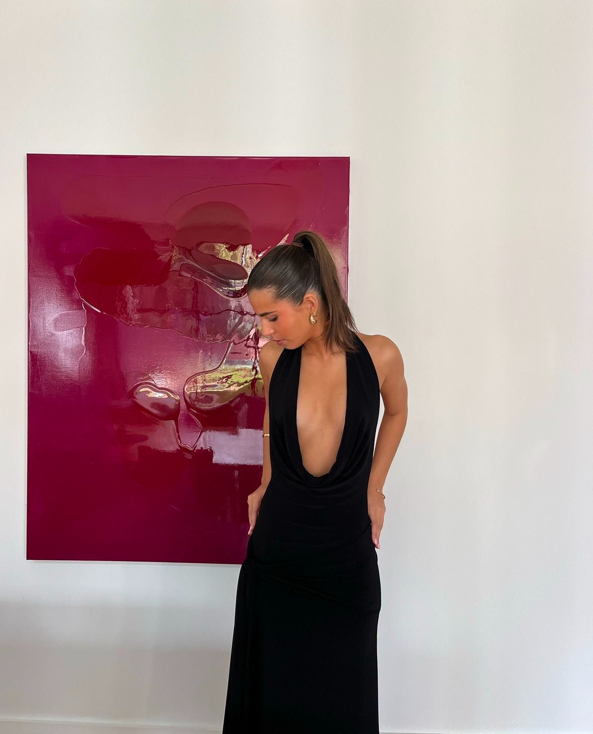 Sexy V Neck Backless Hooded Fitted Maxi Dress